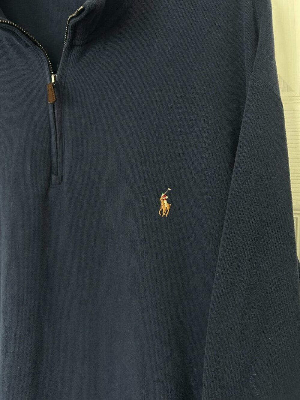 Polo Ralph Lauren Estate Rib Quarter Zip Pullover Men’s XLT Navy Cotton Pony - Picture 4 of 9